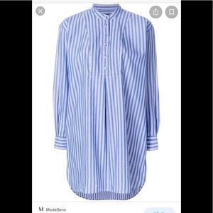 ALEXACHUNG Blue Striped cotton-poplin shirt dress
